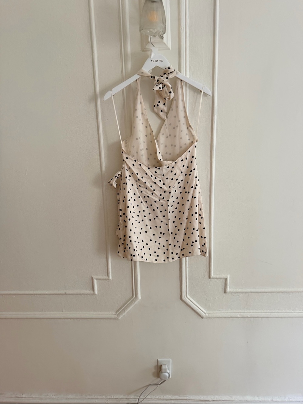 Zara Cream Halter Dress with Black Polka Dots - Picture 3 of 3